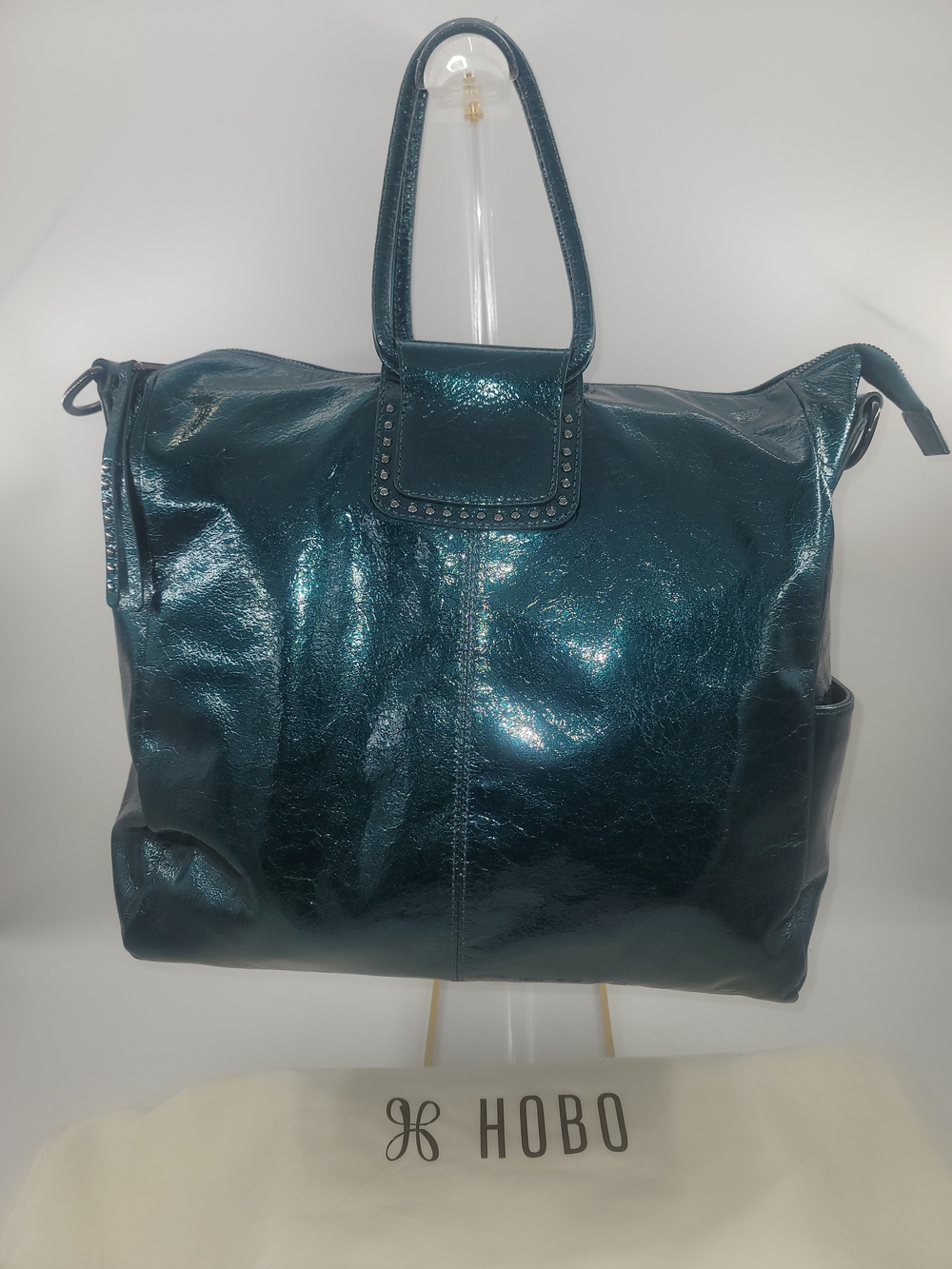 Hobo SHEILA Spruce Metallic (LE) Leather Satchel Bag - LG - PRISTINE condition